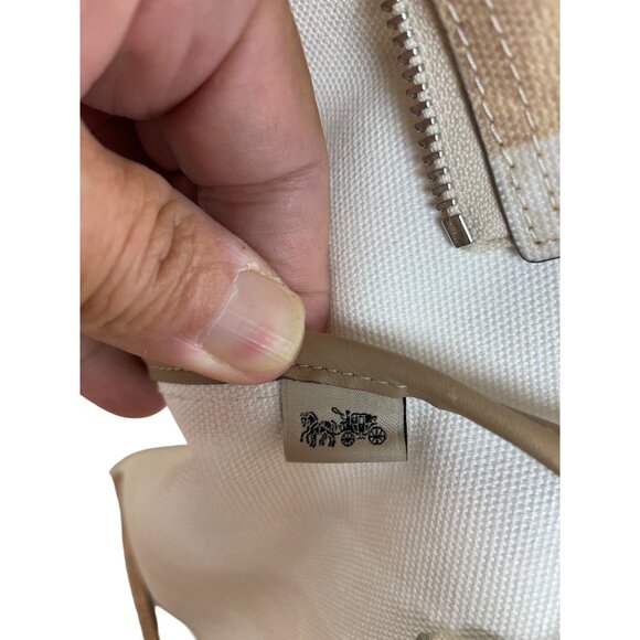Coach sig city womans large beige striped canvas leather tote bag NWT SKU 9120 - Picture 11 of 16